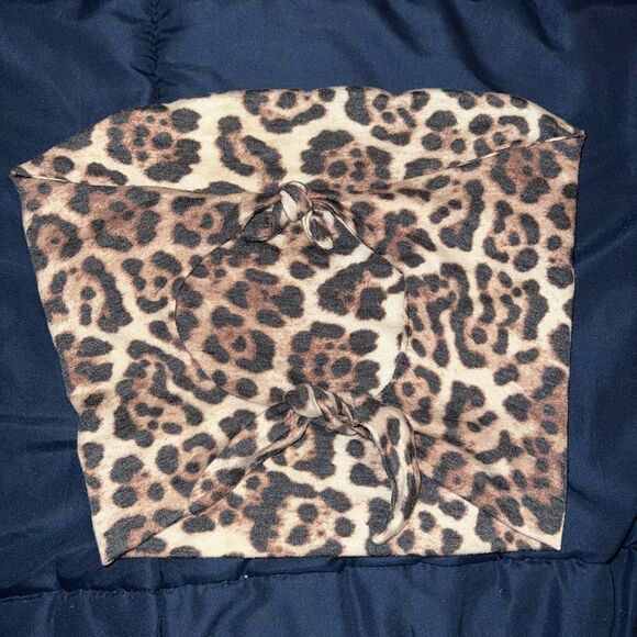 Anthropologie Amadi Tie-Back Bandana leopard or backless tube top size XS - Picture 4 of 5